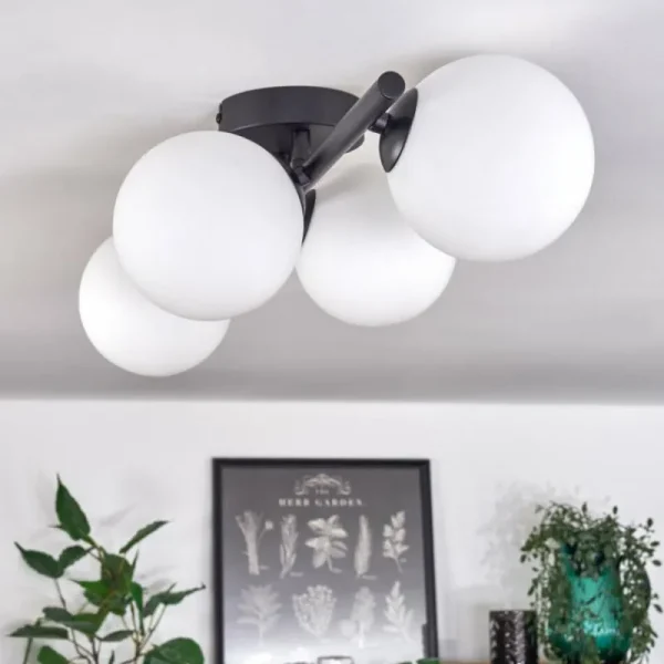 hofstein Plafonnier - Verre Chehalis Blanc, 4 lumières* Lampes En Verre