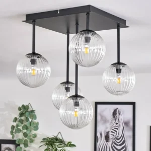 hofstein Plafonnier - Verre Chehalis Clair, 5 lumières* Lampes En Verre