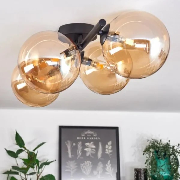 hofstein Plafonnier - Verre Chehalis Ambre, 4 lumières* Lampes En Verre