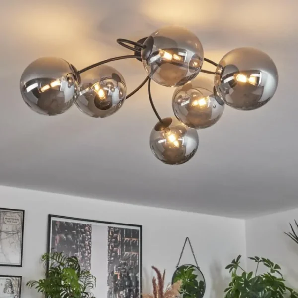 hofstein Plafonnier - Verre Chehalis Fumé, 6 lumières* Lampes Modernes