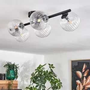 hofstein Plafonnier - Verre Chehalis Clair, 5 lumières* Lampes En Verre