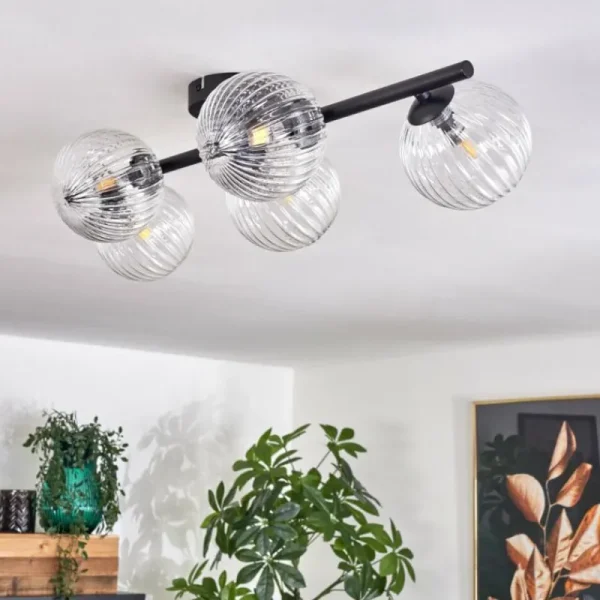 hofstein Plafonnier - Verre Chehalis Clair, 5 lumières* Lampes En Verre