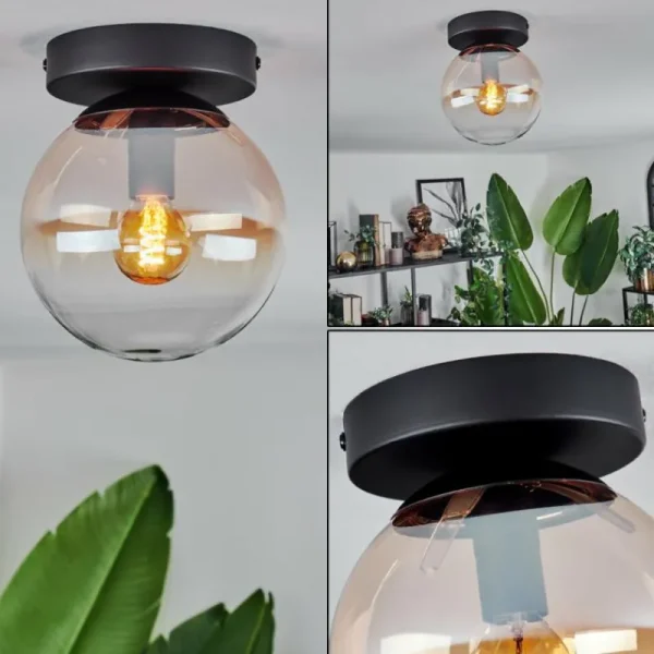 hofstein Plafonnier - Verre Gastor Ambre, Clair, 1 lumière* Lampes En Verre