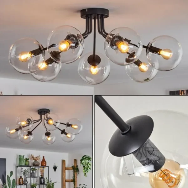 hofstein Plafonnier - Verre Gastor Clair, 7 lumières* Lampes En Verre