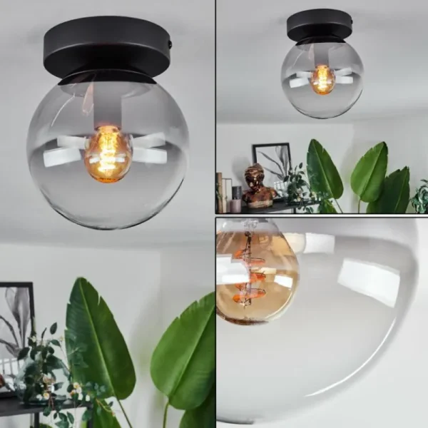 hofstein Plafonnier - Verre Gastor Clair, Fumé, 1 lumière* Lampes Modernes