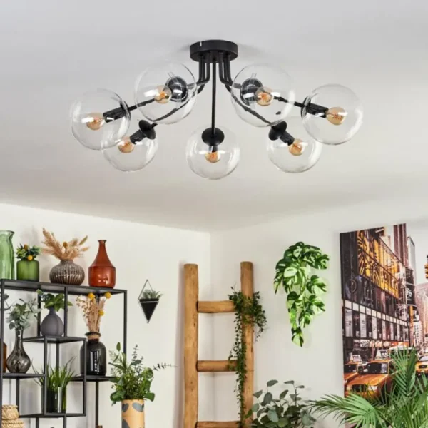 hofstein Plafonnier - Verre Gastor Clair, 7 lumières* Lampes En Verre