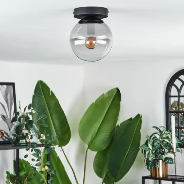 hofstein Plafonnier - Verre Gastor Clair, Fumé, 1 lumière* Lampes Modernes