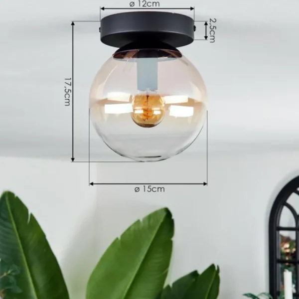 hofstein Plafonnier - Verre Gastor Ambre, Clair, 1 lumière* Lampes En Verre