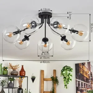 hofstein Plafonnier - Verre Gastor Clair, 7 lumières* Lampes En Verre