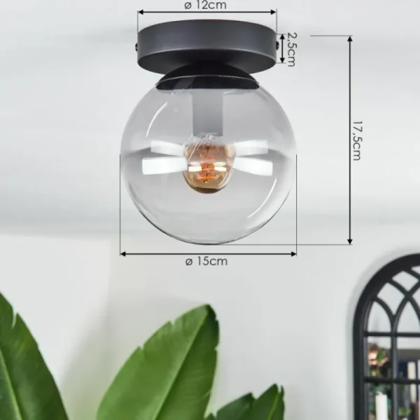 hofstein Plafonnier - Verre Gastor Clair, Fumé, 1 lumière* Lampes Modernes