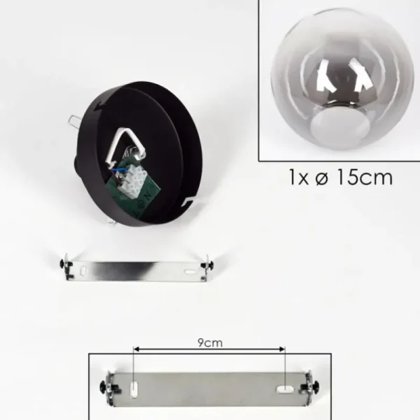 hofstein Plafonnier - Verre Gastor Clair, Fumé, 1 lumière* Lampes Modernes