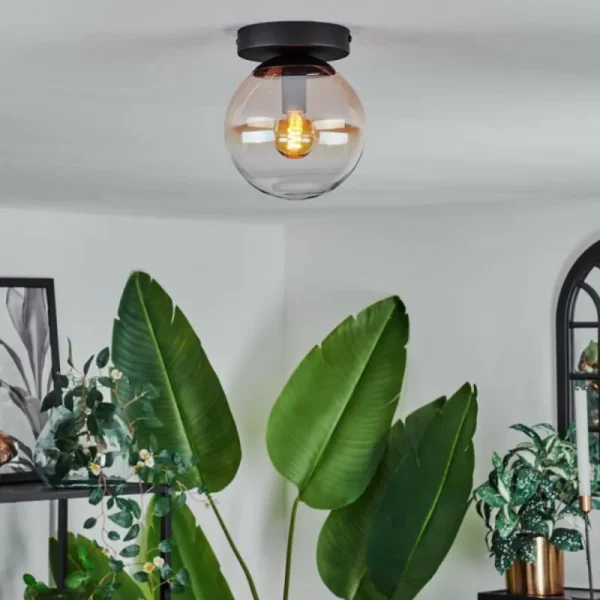 hofstein Plafonnier - Verre Gastor Ambre, Clair, 1 lumière* Lampes En Verre