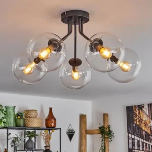 hofstein Plafonnier - Verre Gastor Clair, 5 lumières* Lampes En Verre