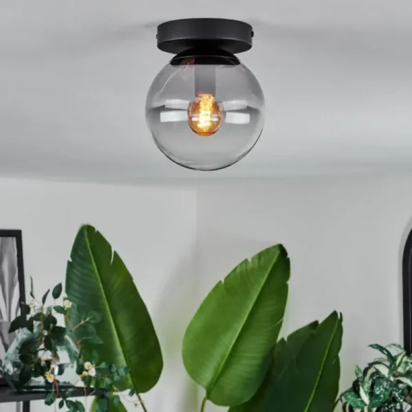 hofstein Plafonnier - Verre Gastor Clair, Fumé, 1 lumière* Lampes Modernes