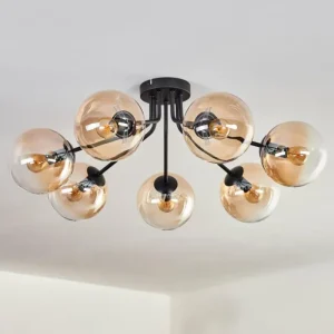 hofstein Plafonnier - Verre Gastor Ambre, Clair, 7 lumières* Lampes En Verre