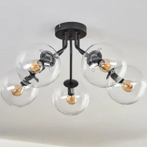 hofstein Plafonnier - Verre Gastor Clair, 5 lumières* Lampes En Verre