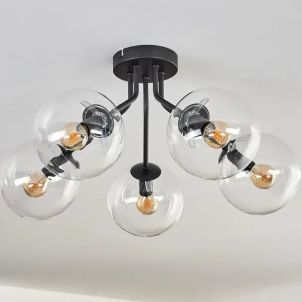 hofstein Plafonnier - Verre Gastor Clair, 5 lumières* Lampes En Verre
