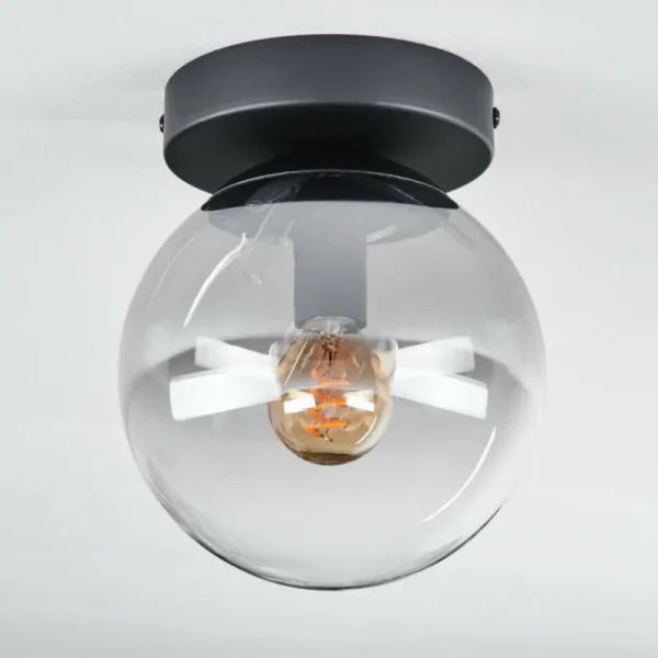 hofstein Plafonnier - Verre Gastor Clair, Fumé, 1 lumière* Lampes Modernes