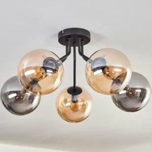 hofstein Plafonnier - Verre Gastor Ambre, Fumé, 5 lumières* Lampes Modernes