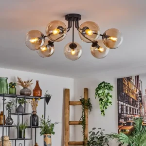 hofstein Plafonnier - Verre Gastor Ambre, Clair, 7 lumières* Lampes En Verre