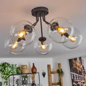 hofstein Plafonnier - Verre Gastor Clair, 5 lumières* Lampes En Verre