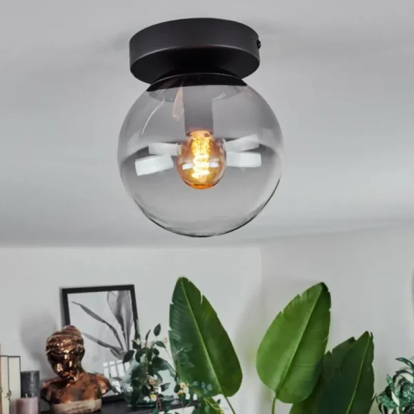 hofstein Plafonnier - Verre Gastor Clair, Fumé, 1 lumière* Lampes Modernes