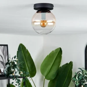 hofstein Plafonnier - Verre Gastor Ambre, Clair, 1 lumière* Lampes En Verre