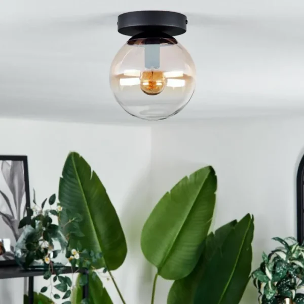 hofstein Plafonnier - Verre Gastor Ambre, Clair, 1 lumière* Lampes En Verre