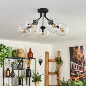 hofstein Plafonnier - Verre Gastor Clair, 5 lumières* Lampes En Verre