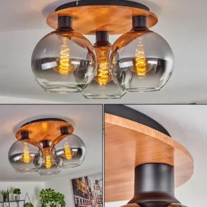 hofstein Plafonnier - Verre Koyoto Écru, Noir, 3 lumières* Lampes Modernes