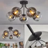 hofstein Plafonnier - Verre Koyoto Chrome, Clair, Fumé, 5 lumières* Lampes Modernes