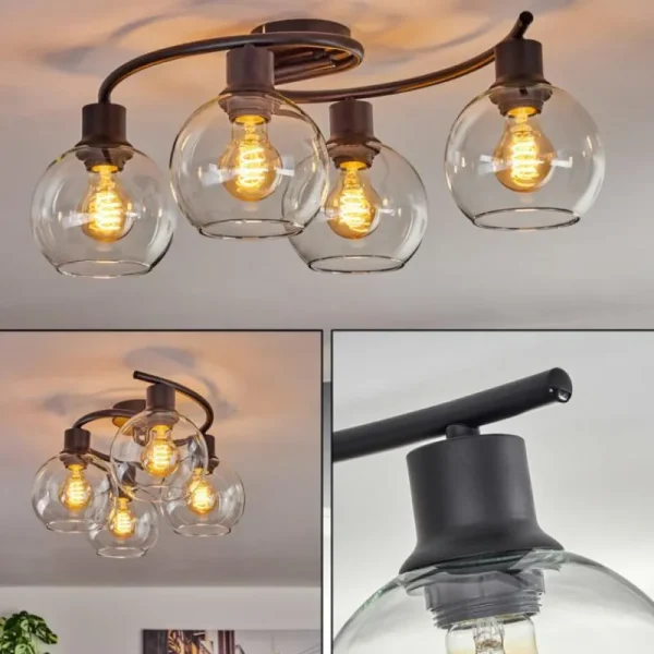 hofstein Plafonnier - Verre Koyoto Clair, 4 lumières* Lampes En Verre