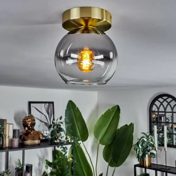 hofstein Plafonnier - Verre Koyoto Laiton, 1 lumière* Lampes Modernes