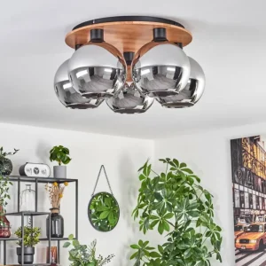hofstein Plafonnier - Verre Koyoto Écru, Noir, 5 lumières* Lampes Modernes