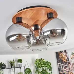 hofstein Plafonnier - Verre Koyoto Écru, Noir, 3 lumières* Lampes Modernes