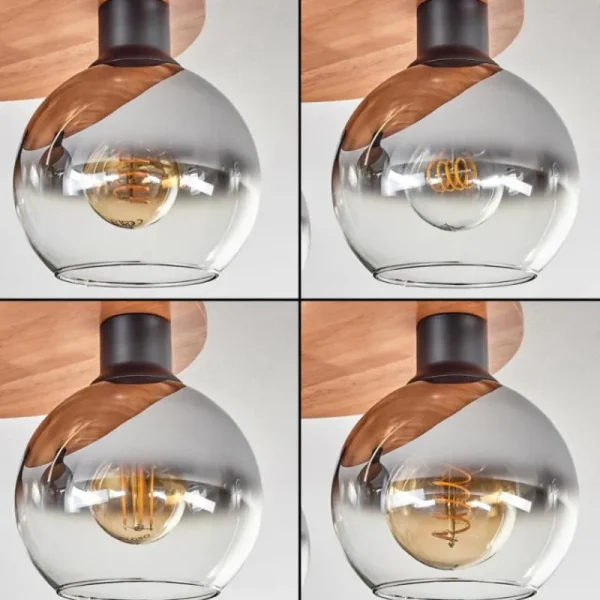 hofstein Plafonnier - Verre Koyoto Écru, Noir, 6 lumières* Lampes Modernes