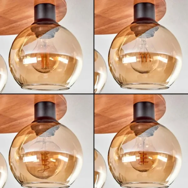 hofstein Plafonnier - Verre Koyoto Écru, Noir, 3 lumières* Lampes Modernes