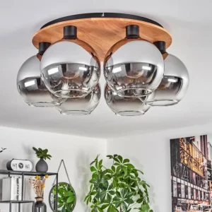 hofstein Plafonnier - Verre Koyoto Écru, Noir, 6 lumières* Lampes Modernes