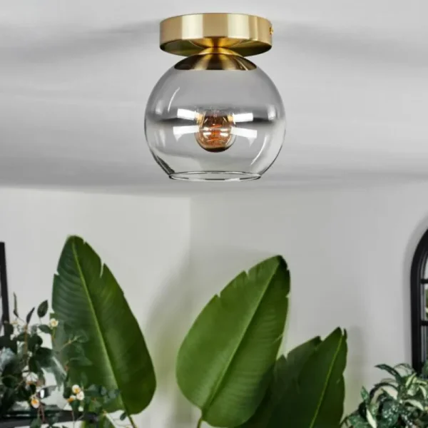 hofstein Plafonnier - Verre Koyoto Laiton, 1 lumière* Lampes Modernes