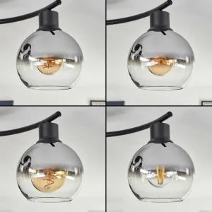hofstein Plafonnier - Verre Koyoto Chrome, Clair, Fumé, 4 lumières* Lampes Modernes