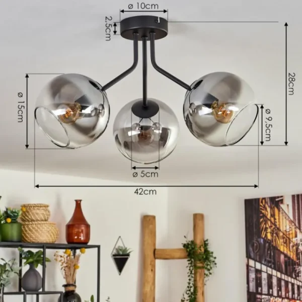 hofstein Plafonnier - Verre Koyoto Noir, 3 lumières* Lampes Modernes