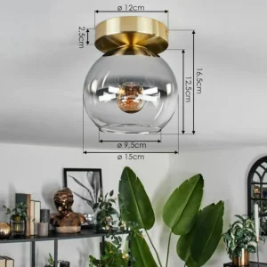 hofstein Plafonnier - Verre Koyoto Laiton, 1 lumière* Lampes Modernes