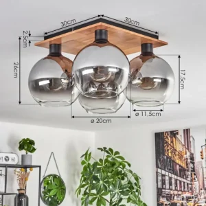 hofstein Plafonnier - Verre Koyoto Écru, Noir, 4 lumières* Lampes Modernes