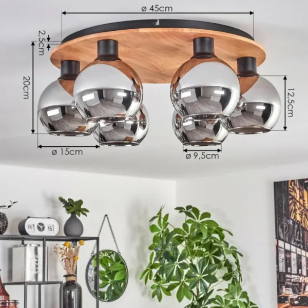 hofstein Plafonnier - Verre Koyoto Écru, Noir, 6 lumières* Lampes Modernes
