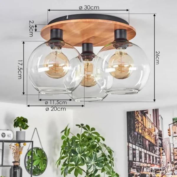 hofstein Plafonnier - Verre Koyoto Écru, Noir, 3 lumières* Lampes Modernes