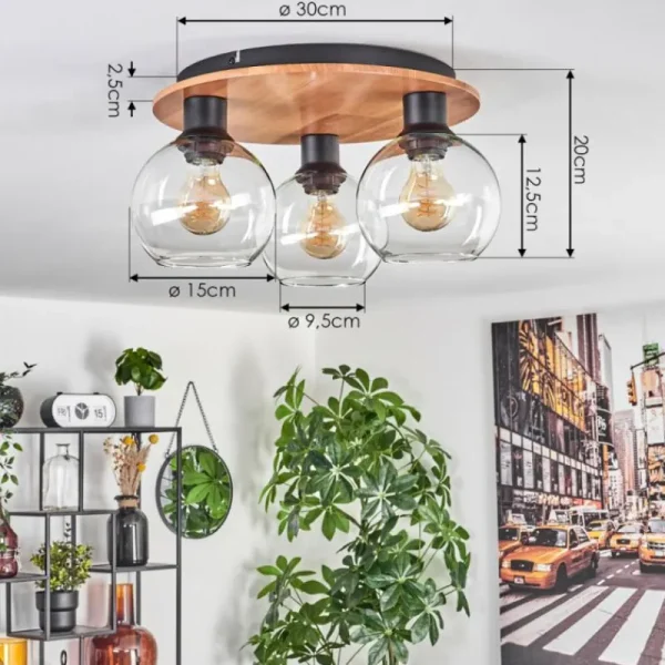 hofstein Plafonnier - Verre Koyoto Écru, Noir, 3 lumières* Lampes Modernes