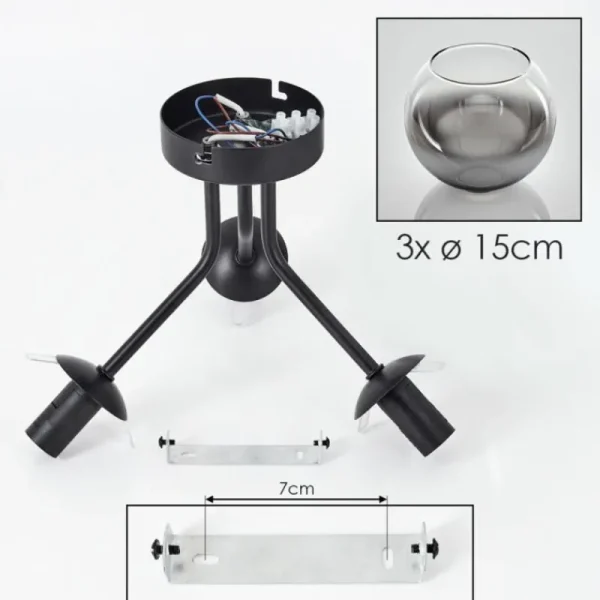 hofstein Plafonnier - Verre Koyoto Noir, 3 lumières* Lampes Modernes