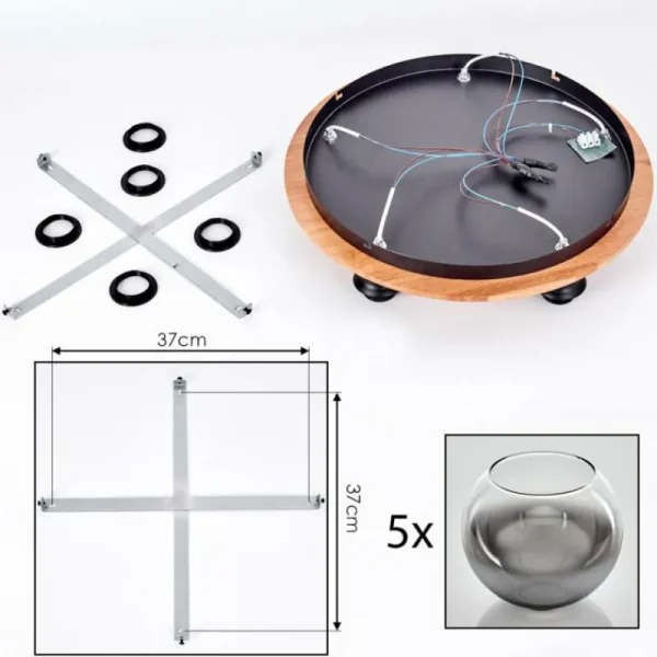 hofstein Plafonnier - Verre Koyoto Écru, Noir, 5 lumières* Lampes Modernes