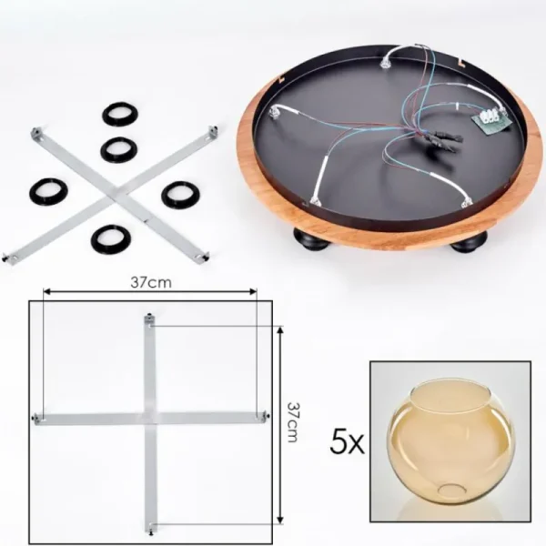 hofstein Plafonnier - Verre Koyoto Écru, Noir, 5 lumières* Lampes Modernes