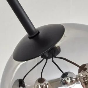 hofstein Plafonnier - Verre Koyoto Chrome, Clair, Fumé, 5 lumières* Lampes Modernes